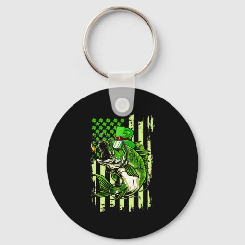 American Flag Fishing St Patrick s Day Irish Lucky Keychain