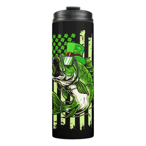 American Flag Fishing St Patrick s Day Irish Lucky Thermal Tumbler