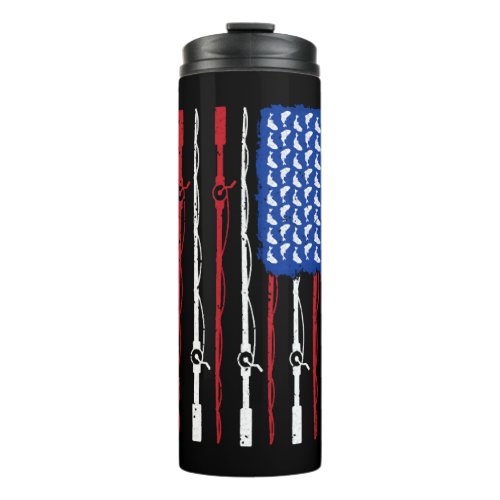 American Flag Fishing T shirt Fisherman Thermal Tumbler