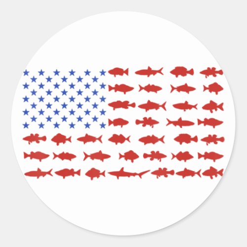 American Flag Fishing theme Patriotic for Men Wome Classic Round Sticker