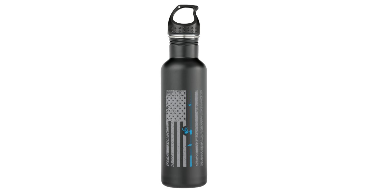 American Flag Fishing USA Blue line Gift Stainless Steel Water Bottle
