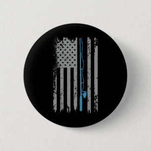 American Flag Fishing Vintage Fisherman Button