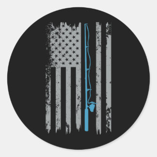American Flag Fishing Vintage Fisherman Classic Round Sticker