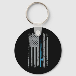 American Flag Fishing Vintage Fisherman Keychain