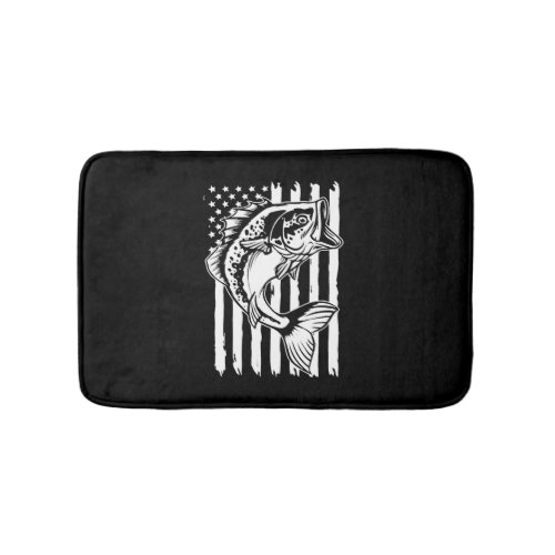 American Flag Fishing Vintage Fishing Bass Fish Bath Mat