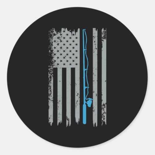 American Flag Fishing Vintage Fishing Fathers Classic Round Sticker
