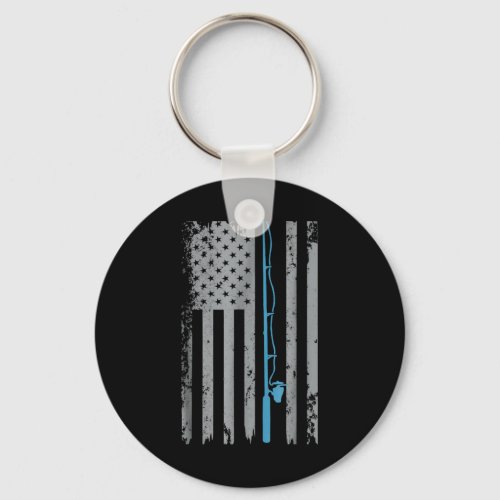 American Flag Fishing Vintage Fishing T Shirt Tren Keychain