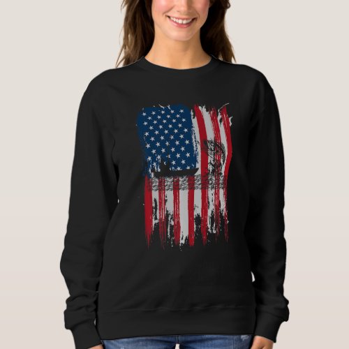American Flag Fishing  Vintage Fishing  Usa Men Sweatshirt
