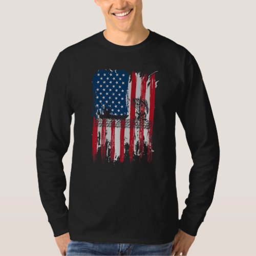 American Flag Fishing  Vintage Fishing  Usa Men T_Shirt