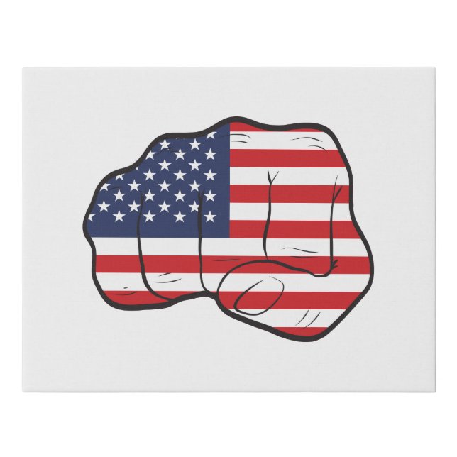 American Flag Fist Faux Canvas Print (Front)