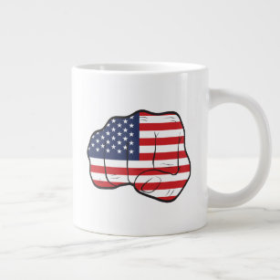 American Flag Fist Giant Coffee Mug