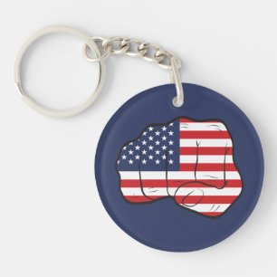 American Flag Fist Keychain
