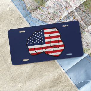 American Flag Fist License Plate