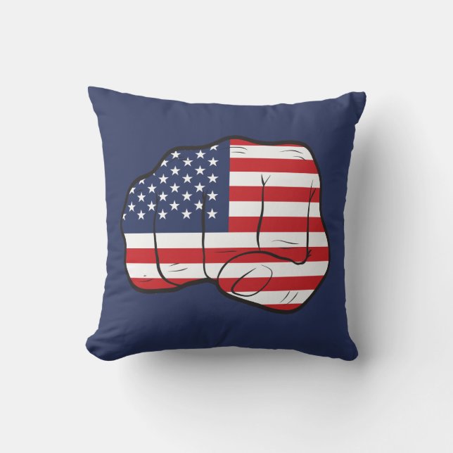 American Flag Fist Throw Pillow (Front)