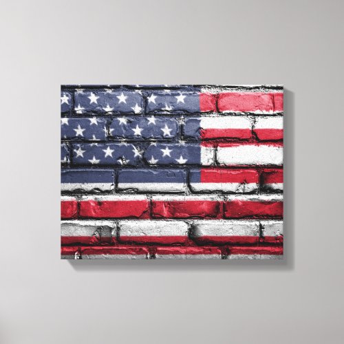American Flag Flag on Bricks Canvas Print