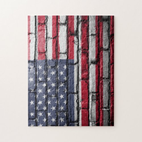 American Flag Flag on Bricks Jigsaw Puzzle