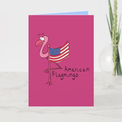 American Flag Flamingo Funny Greeting Card