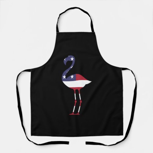 American Flag Flamingo Happy 4th of July Apron