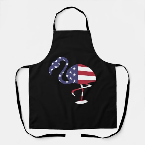 American Flag Flamingo Happy 4th of July   Apron