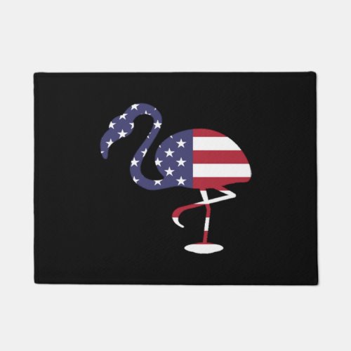 American Flag Flamingo Happy 4th of July   Doormat