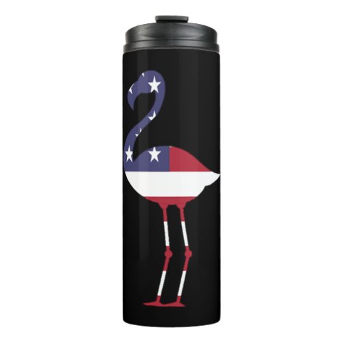 American Flag Flamingo Happy 4th of July Thermal Tumbler