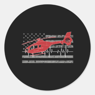 American Flag Flight Medic Hebeat Classic Round Sticker