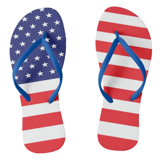 American Flag Flip Flops Red White And Blue (Footbed)