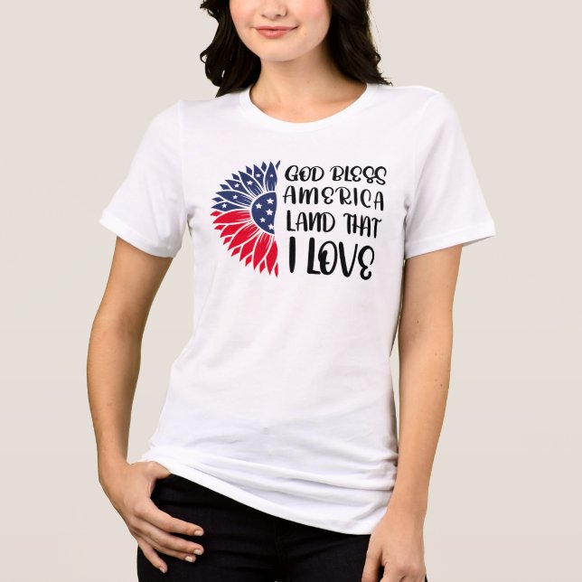  American Flag Flower with Heartfelt Blessing Tri-Blend Shirt (Front)