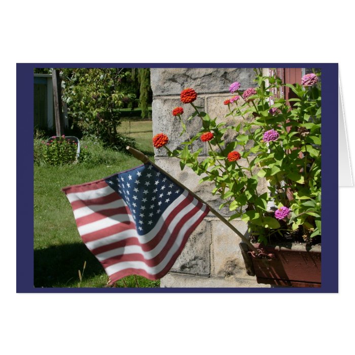 American Flag & Flowers Greeting Card