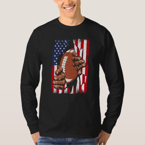 American Flag Football Inside Me Patriotic Usa T_Shirt