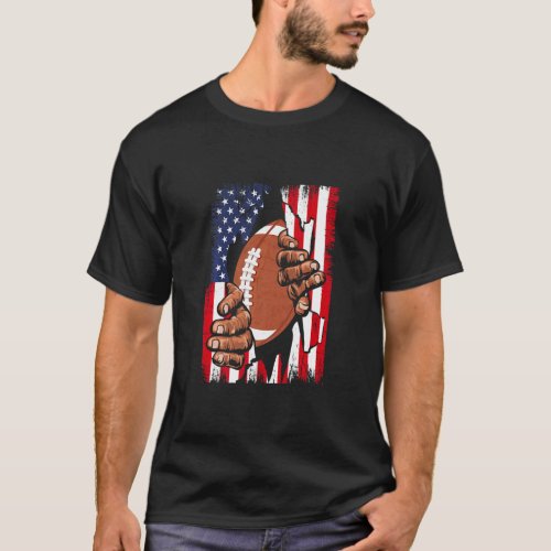 American Flag Football Inside Me Patriotic Usa  T_Shirt