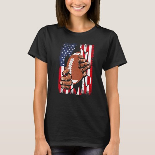 American Flag Football Inside Me Patriotic Usa T_Shirt