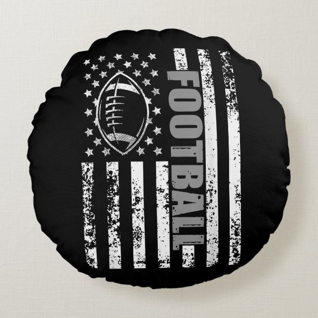 American Flag football Patriotic football Round Pillow (Front)