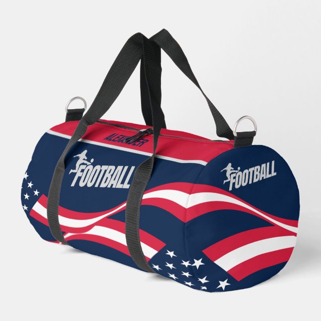 American Flag, Football Player Girl, Birthday Gift Duffle Bag (Left Corner)