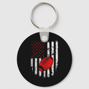 American Flag Football USA Patriotic Sport Lover C Keychain