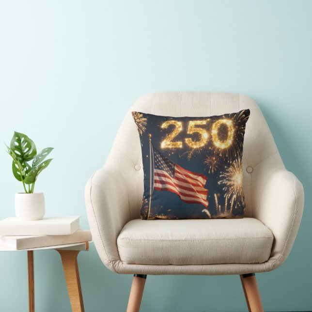 American Flag for 250th Birthday Party Throw Pillow (Chair)
