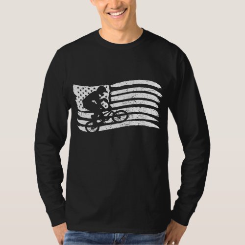 American Flag For BMX Rider Vintage Look T_Shirt