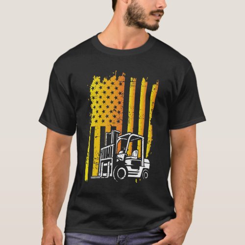 American Flag Forklift Operator T_Shirt