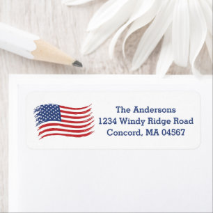 American Flag Fourth of July Address Label