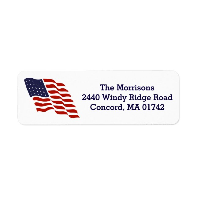 American Flag Fourth of July Classic Address Label (Front)