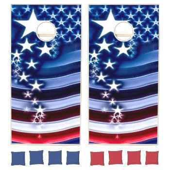 American Flag Fractal Custom Black Cornhole Set by BOLO_DESIGNS at Zazzle