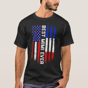 American Flag & France Flag Best Mimi Ever Family T-Shirt