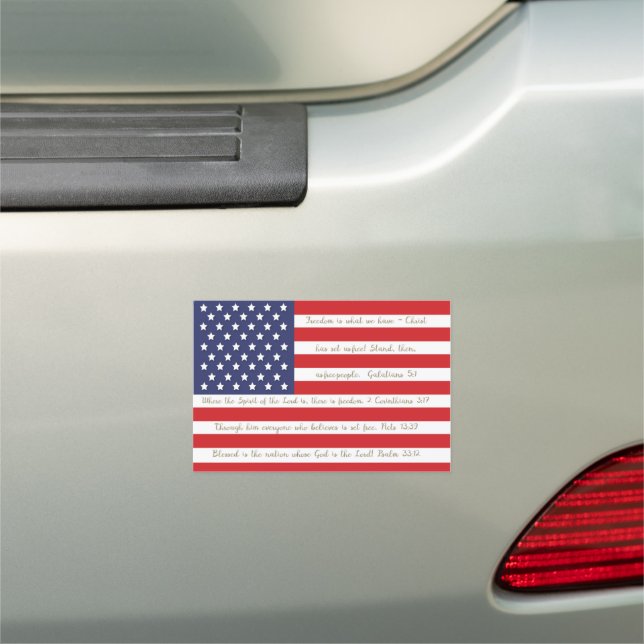 American Flag Freedom Scriptures Car Magnet (In Situ)