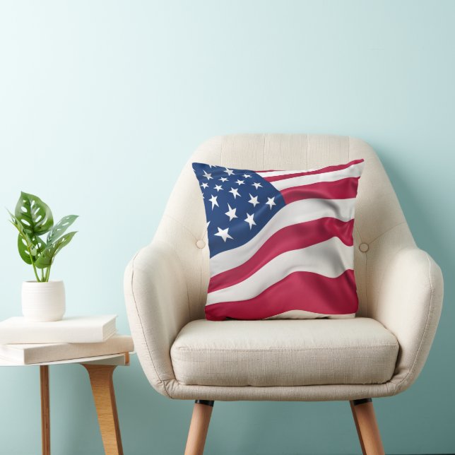 American Flag Freedom Throw Pillow (Chair)