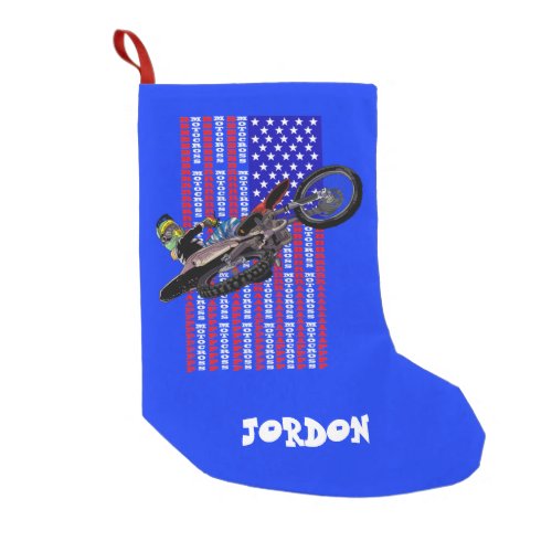 American flag freestyle motocross small christmas stocking