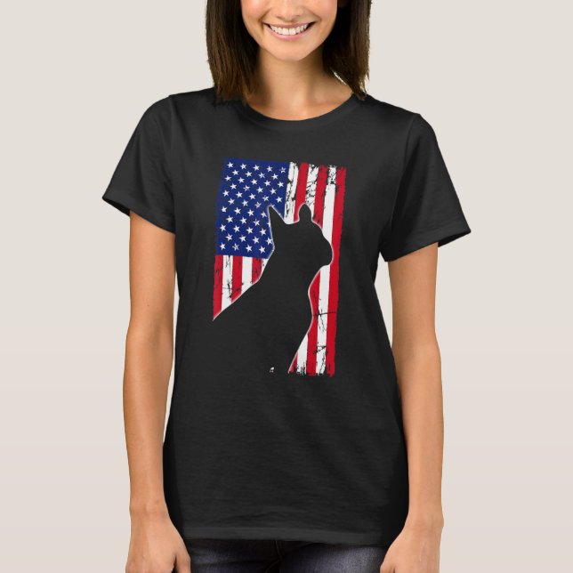 American Flag French Bulldog Dog Dad Mom Puppy Pat T-Shirt (Front)