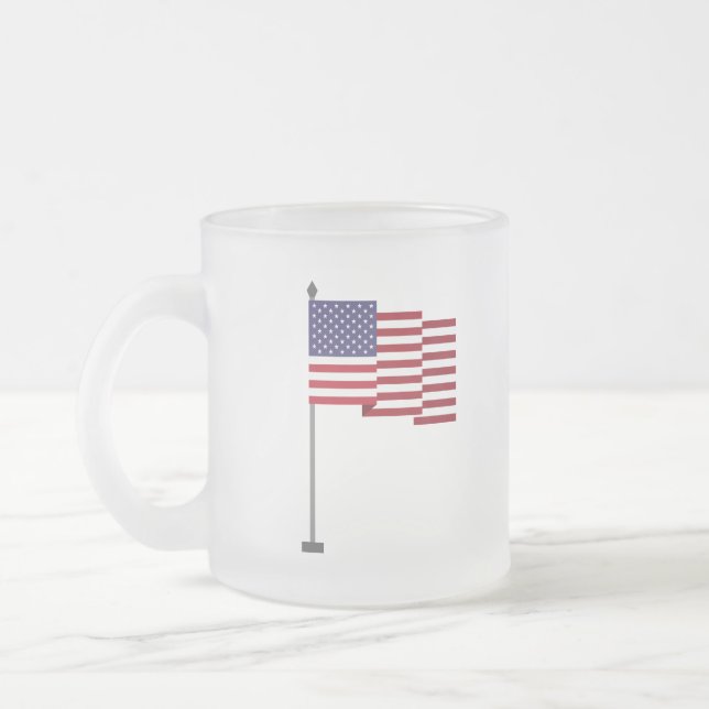 American flag frosted glass coffee mug (Left)