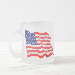 American flag  frosted glass coffee mug