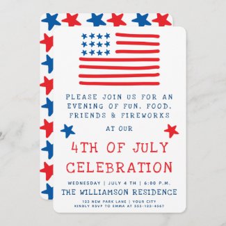 American Flag | Fun Style 4th of July Party Invitation