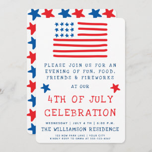 American Flag Fun Style 4th of July Party Invitation